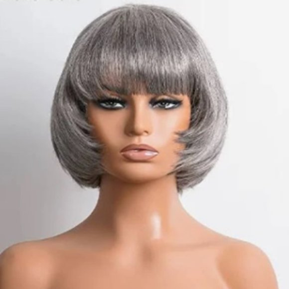 Salt and Pepper Wig w/ Bang - Picture 1 of 2
